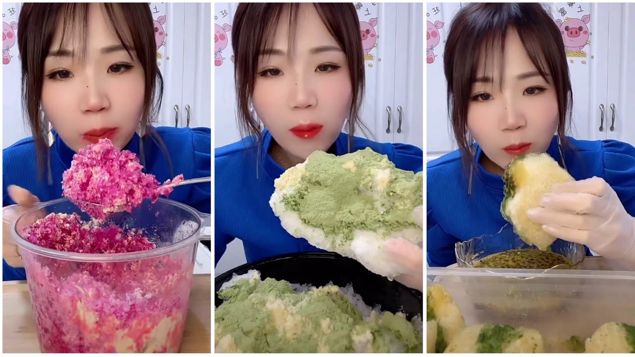 ASMR ICE EATING | MATCHA & MILK POWDER with PASSION FRUIT | RELAX VIDEO