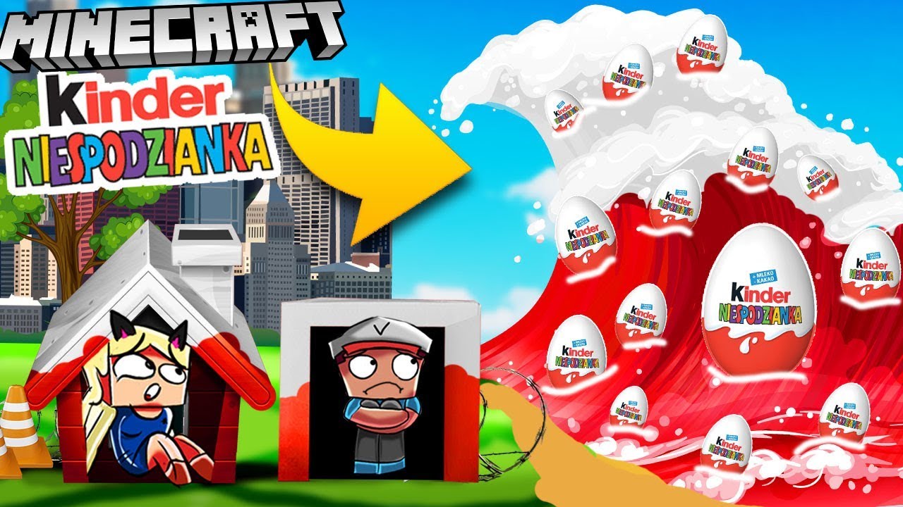BAZA VS KINDER NIESPODZIANKA TSUNAMI - MINECRAFT TSUNAMI CHALLENGE | Vito VS Bella