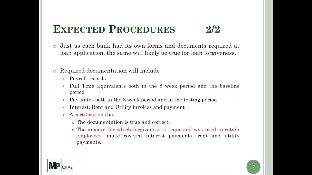 2020 Loan Forgiveness Under Payroll Protection Program (MP CPAs)