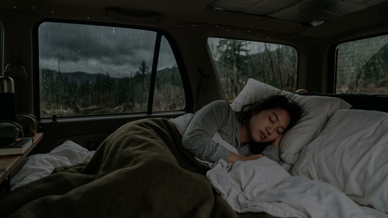 Heavy Rain 🌧️ Drumming On The Car Roof While Water Trails Slide Slowly Down Window 🚗