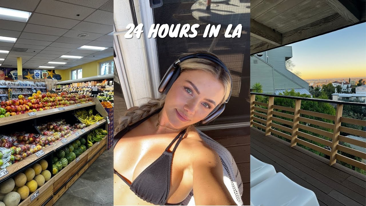 MY FIRST 24 HOURS IN LA | Big American food shop haul, apartment tour and a sunset run