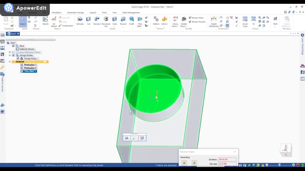 #31 solid edge thin wall tutorials  #THIN WALL
