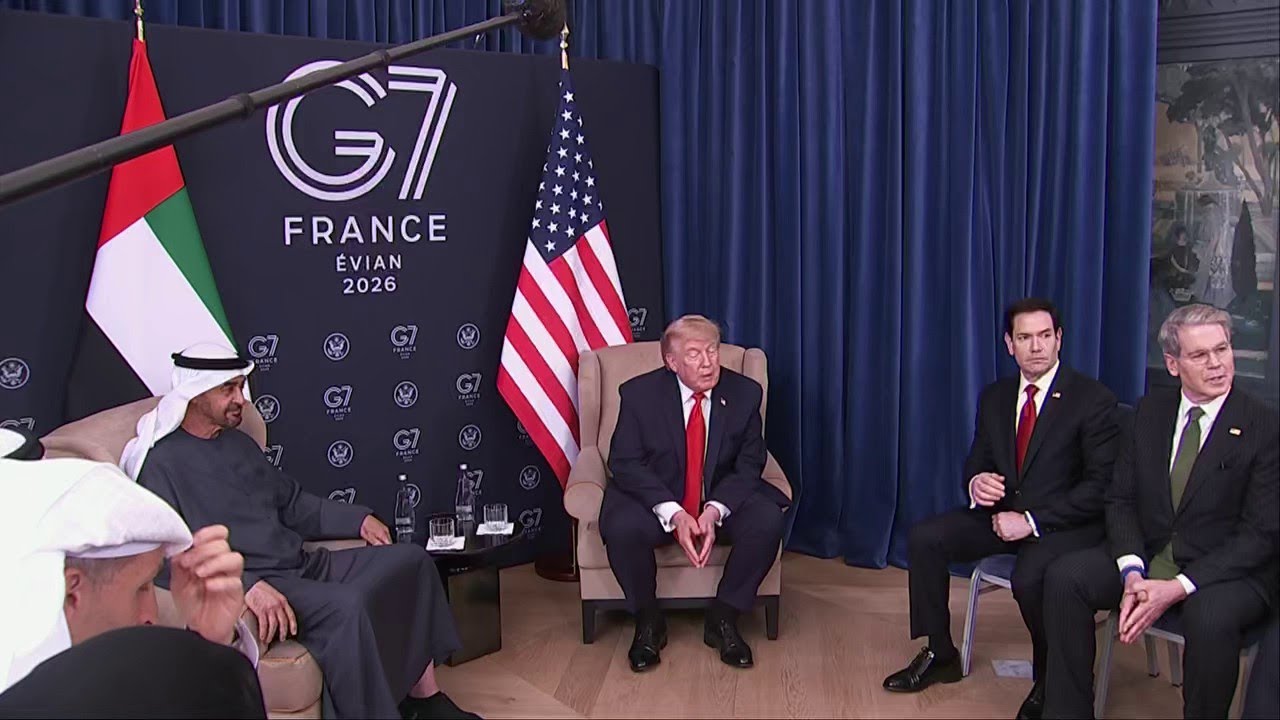 G7 Conference: President Trump speaks among work leaders in France