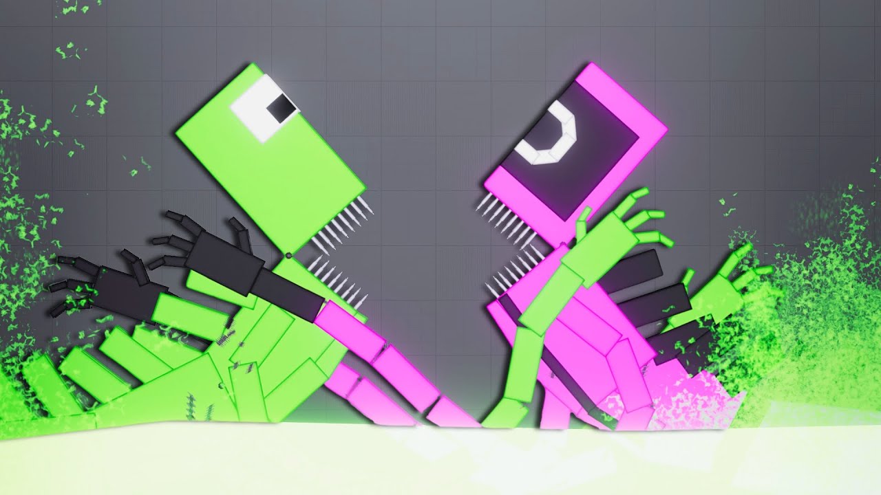 Pink Officer Mutant vs Green Mutant in Squid Game Acid Sea