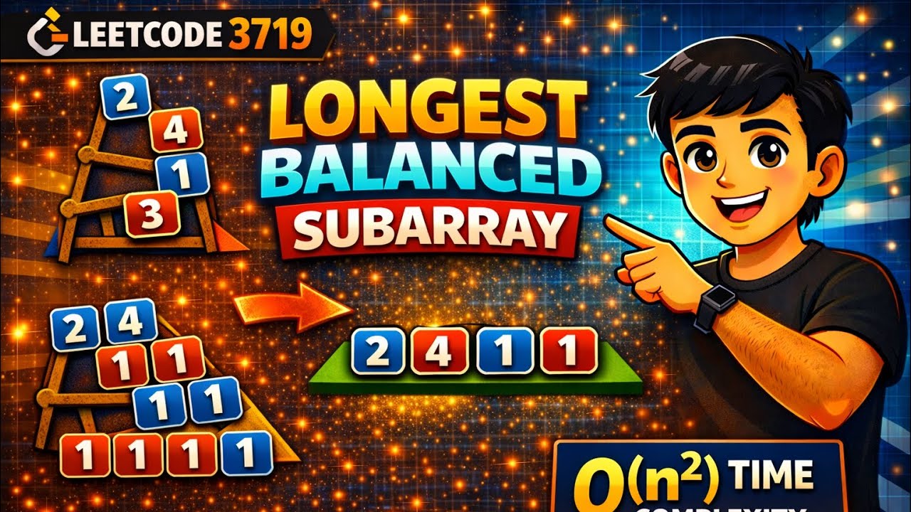 LeetCode 3719 🔥 Longest Balanced Subarray I | Brute Force Explained | O(n²) Solution