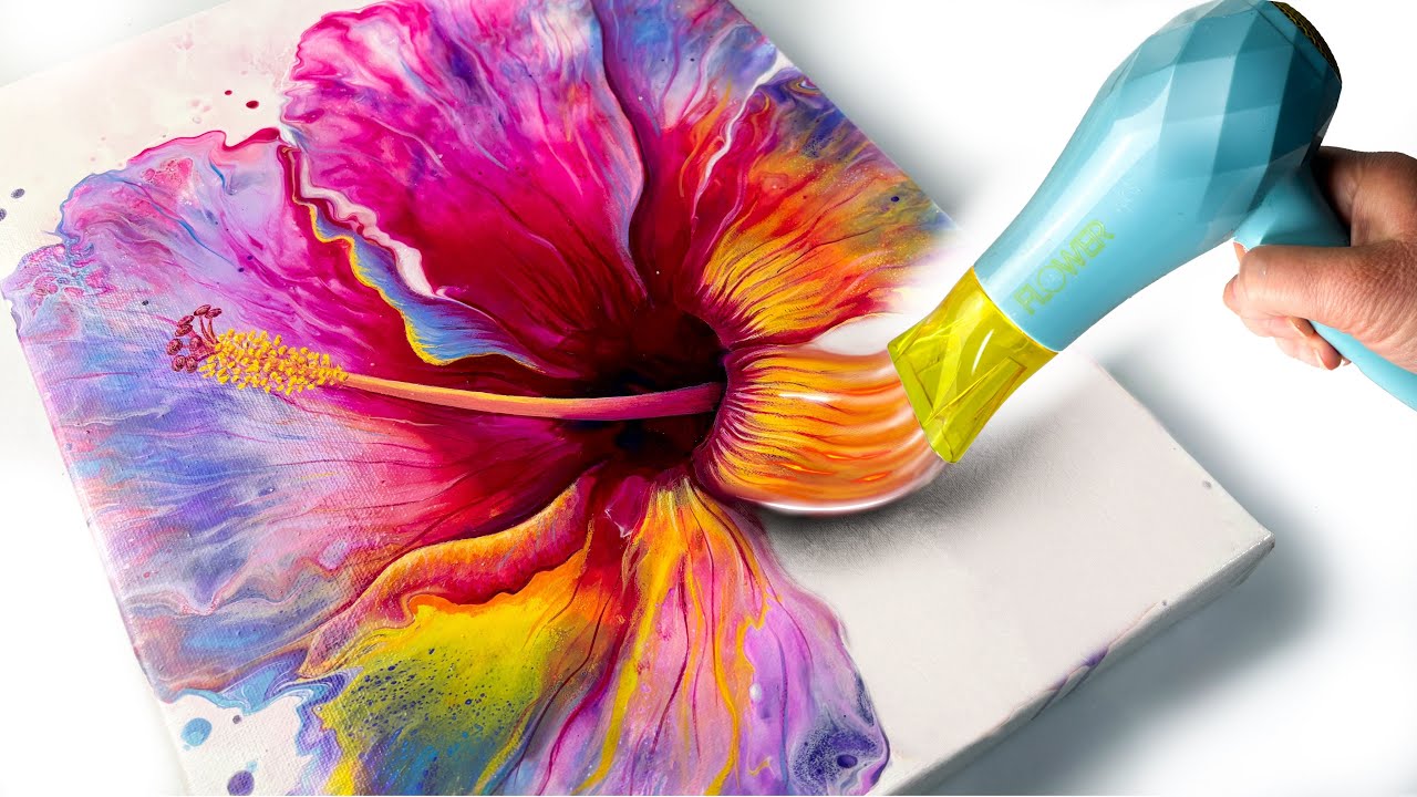 COLOR EXPLOSION! Try This NEXT LEVEL Fantasy Hibiscus Technique! EASY + Fun! | AB Creative