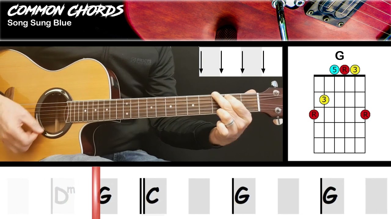 Song Sung Blue - Neil Diamond | EASY GUITAR LESSON | Scrolling Chords & Lyrics