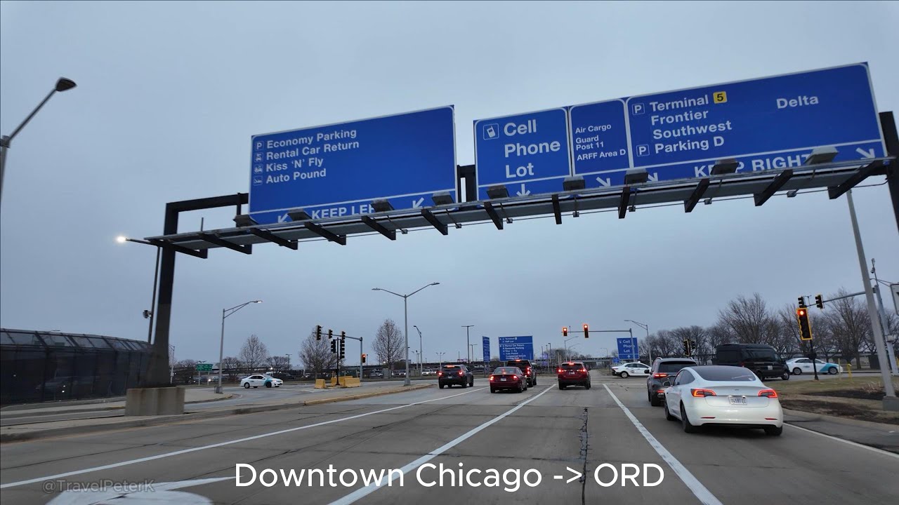 Driving from Downtown Chicago to O'Hare International Airport via I-90W Kennedy Expressway