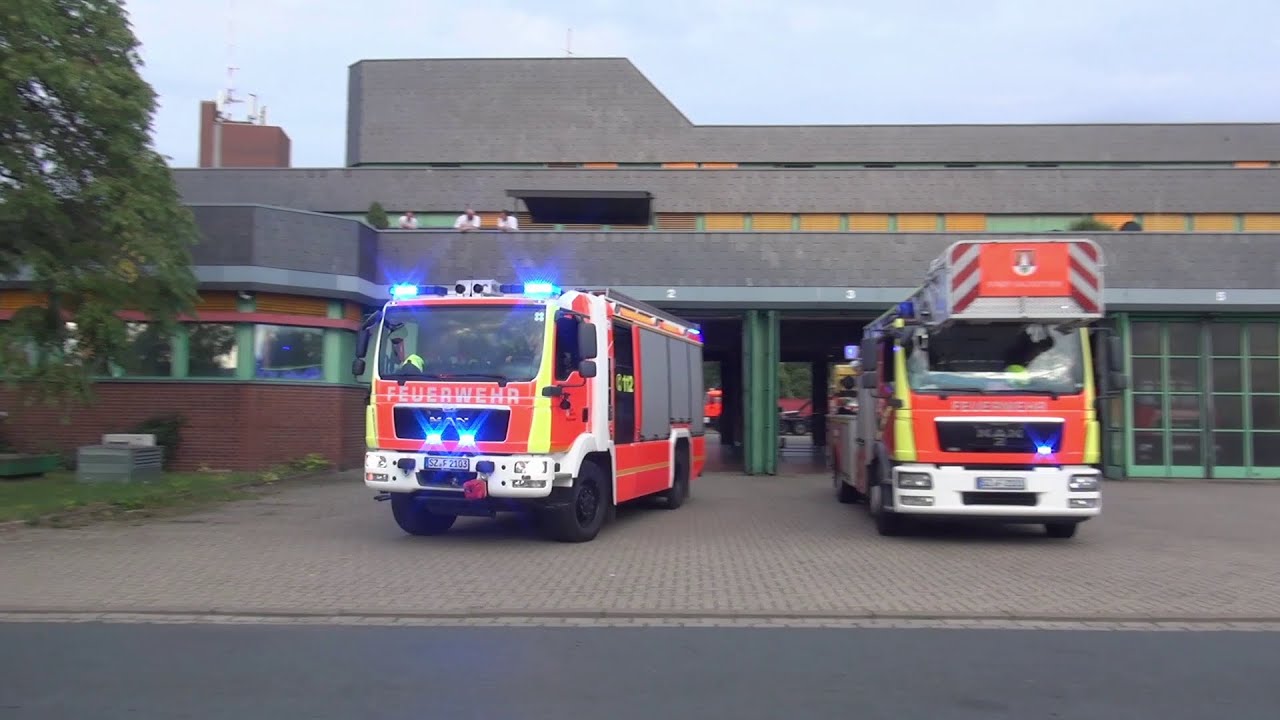 [Gong | Durchsage] ELW1, HLF, DLK, WLF mit AB-Tank & Reserve-RTW Berufsfeuerwehr Salzgitter Wache 1