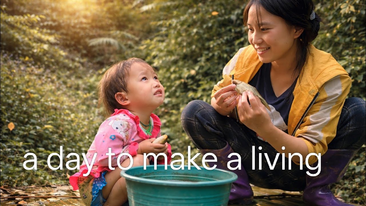 A struggle for survival: When the mother and daughter run out of rice, they resort to fishing.
