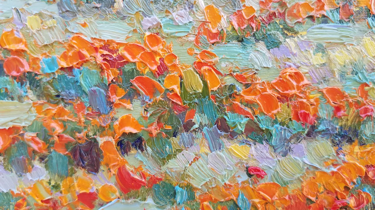 Extreme Plein Air Painting in Oil, Fields of California Poppies, Impressionism