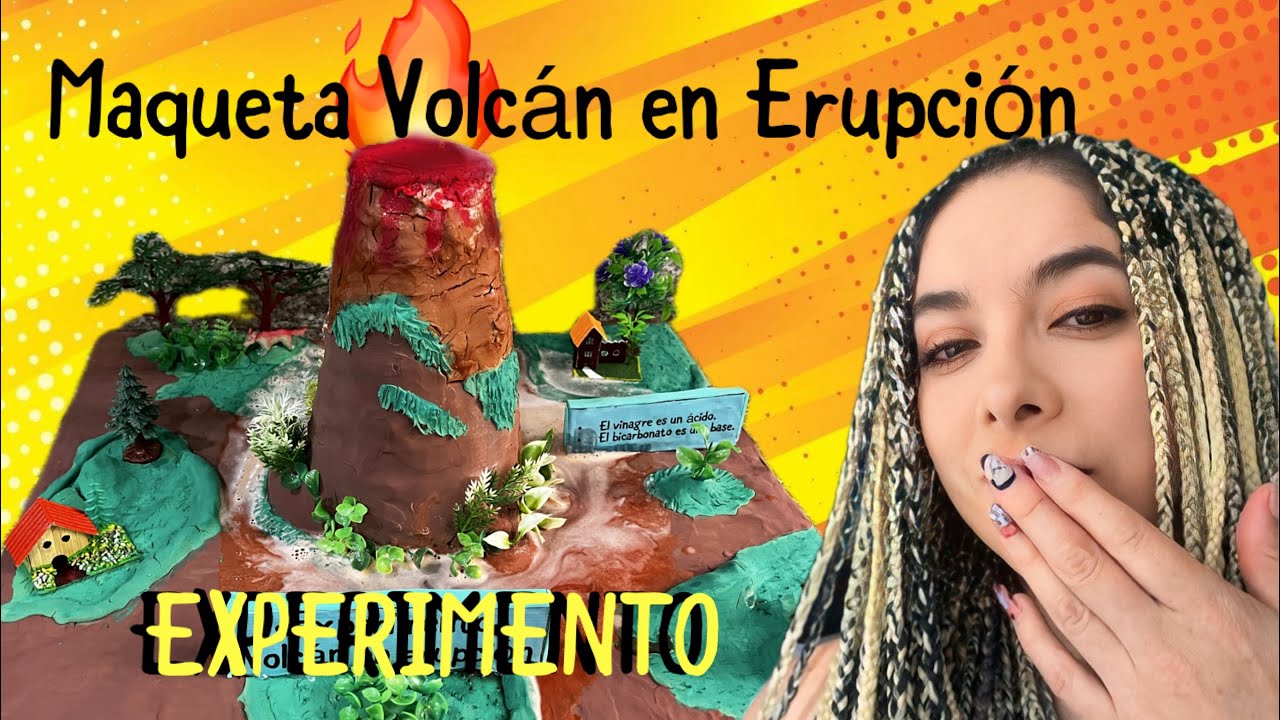MAQUETA de VOLCAN en erupción FÁCIL paso a paso para EXPERIMENTO casero  