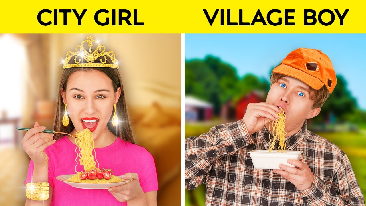 ROYAL RICH CITY GIRL VS POOR VILLAGE BOY || Rich VS Broke! Cheap VS Expensive By 123 GO! TRENDS
