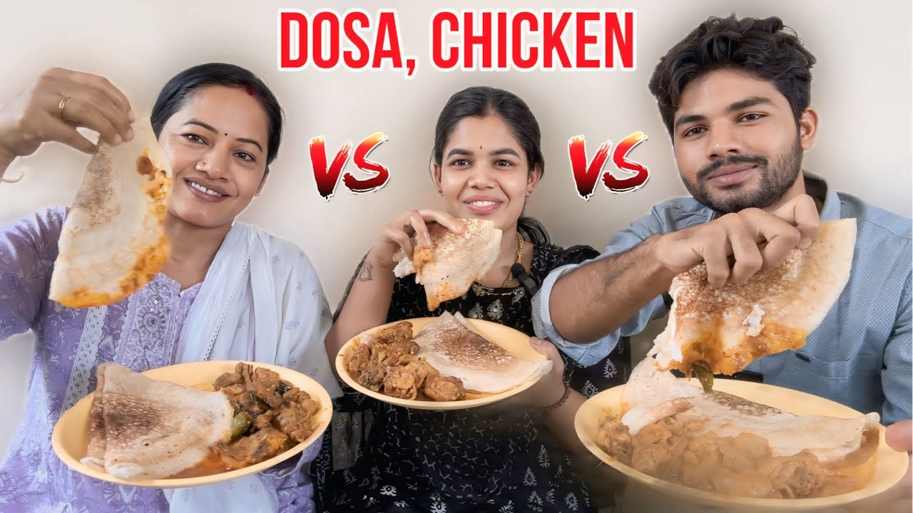 Eating dosa chicken challenge with my mom and sis #foodchallenge #funny #youtube