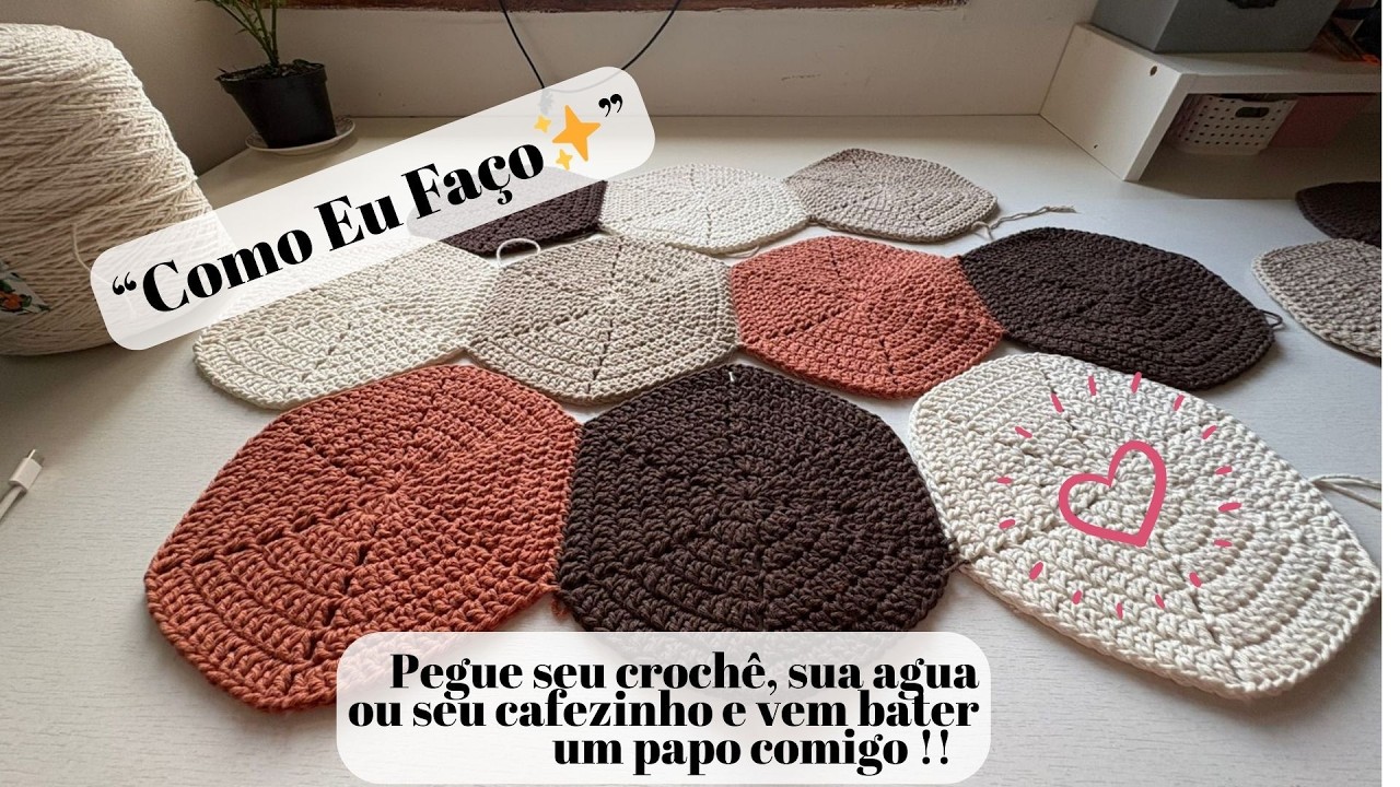 Como Faço Tapete de Hexágono no Crochê | Squares e Costura