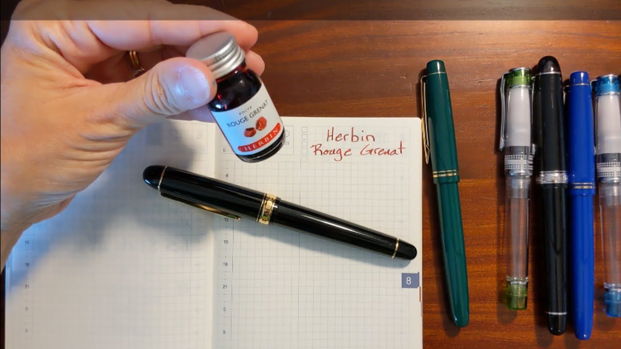 Herbin Rouge Grenat and Fountain Pens