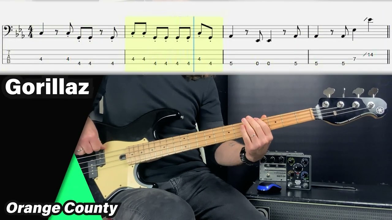 Gorillaz - Orange County ft. Bizarrap, Kara Jackson, Anoushka Shankar (bass cover tabs)