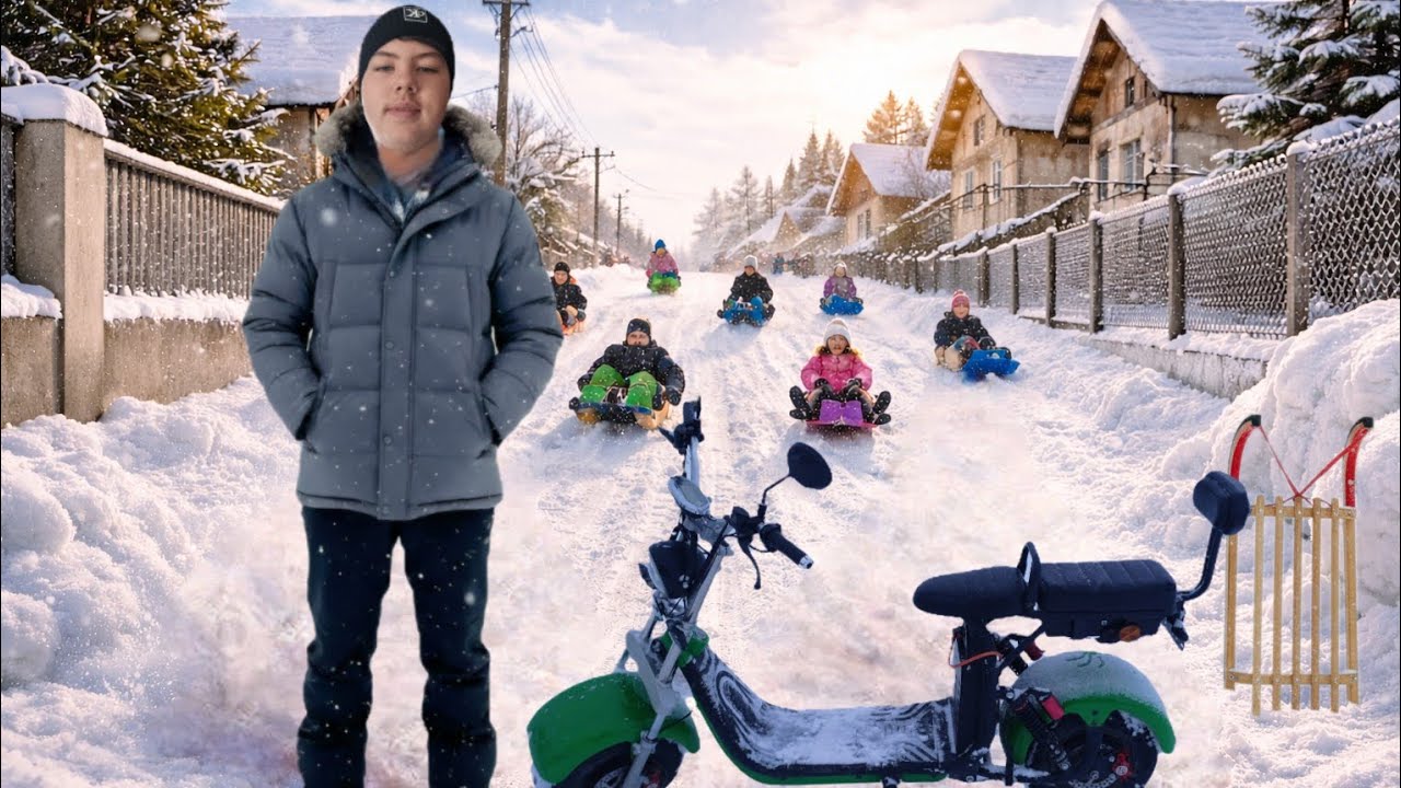 ❄️ Vlog de iarnă: Plimbare cu scuterul electric & săniuș seara-Ep5