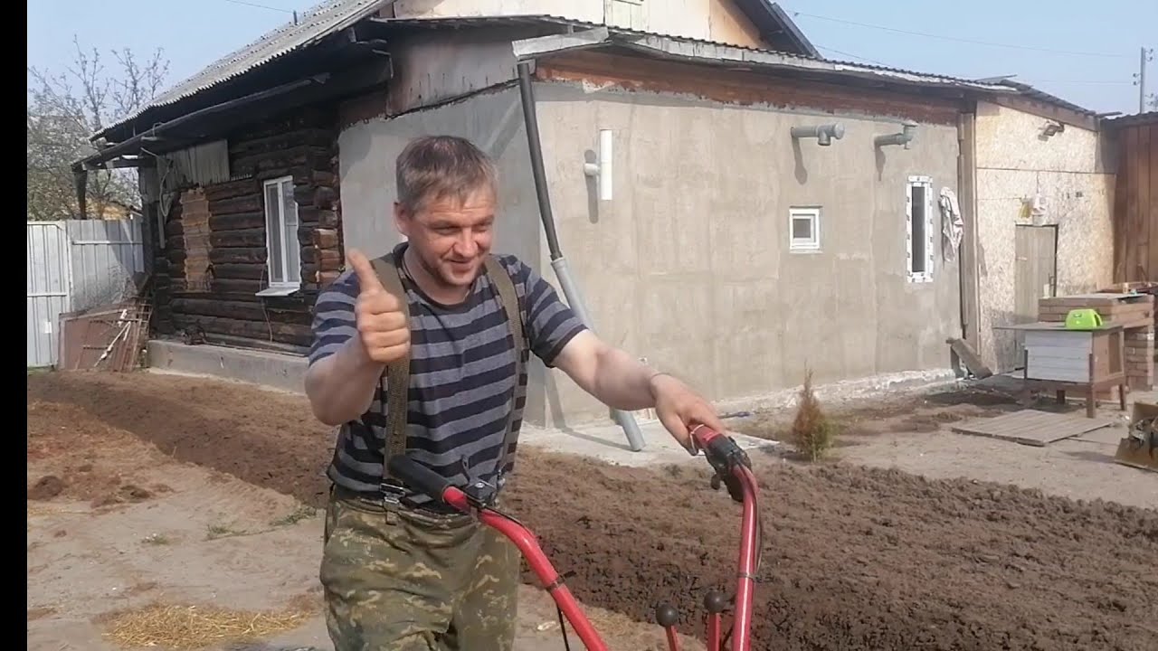 Домашние будни, отдых от вахтовой жизни)) Вспашка огорода мотоблоком МТЗ.