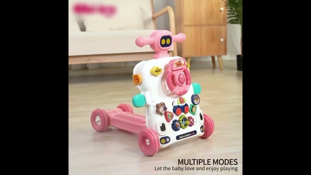 6-in-1 Baby Activity Walker: Convertible Learning Walker with Anti-Tip & Adjustable Speed