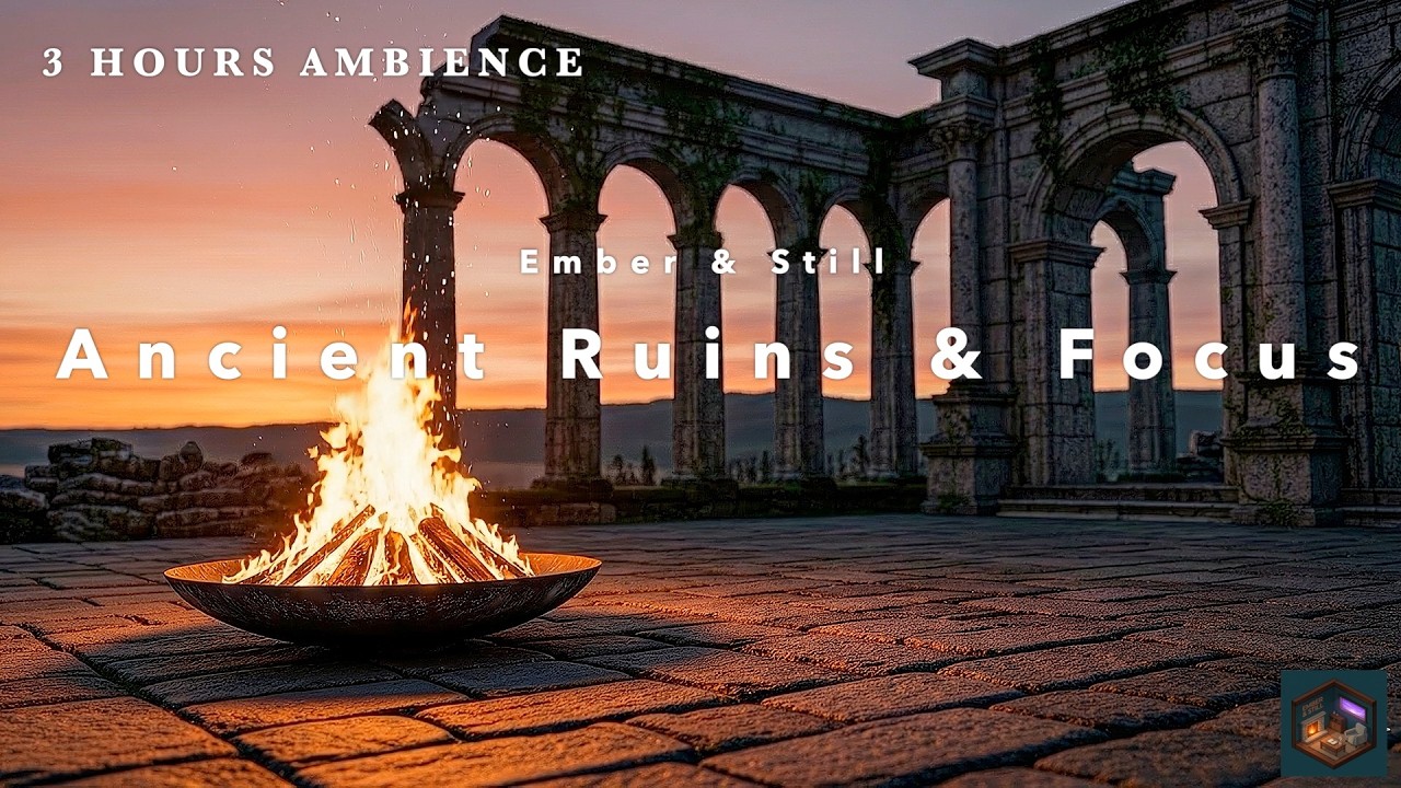Ancient Ruins & Campfire | Relaxing Ambient Sounds for Focus & Stress Relief | 3 Hours