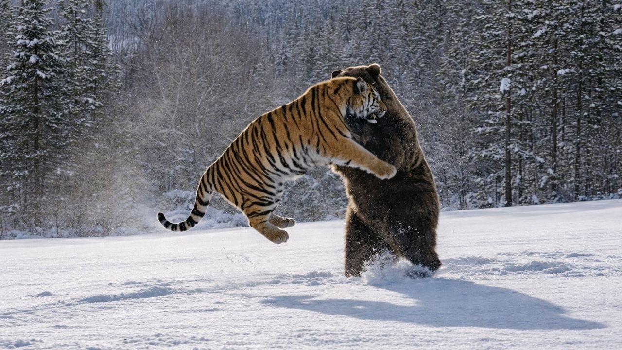 Amur Tiger vs Giant Brown Bear &ndash; The Most Brutal Wildlife Clash Ever Filmed