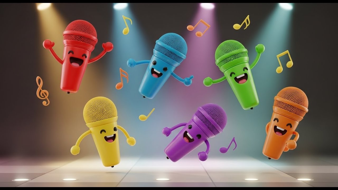 Six Little Toy Microphones Sing Sing Sing | Musical Toy Song & Nursery Rhymes