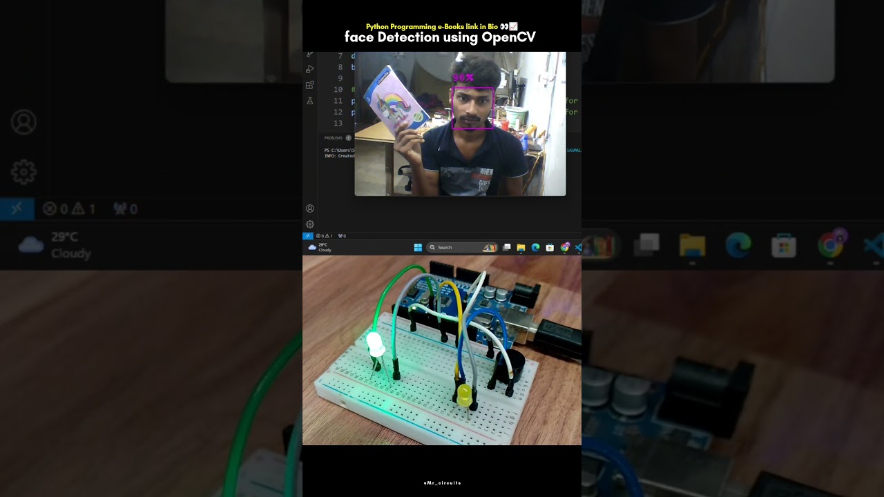 face detection project using arduino and python opencv! #shorts