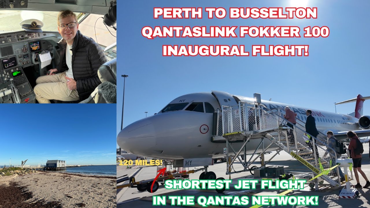 INAUGURAL QantasLink - Perth to Busselton Fokker 100 - QF1750 Flight Review