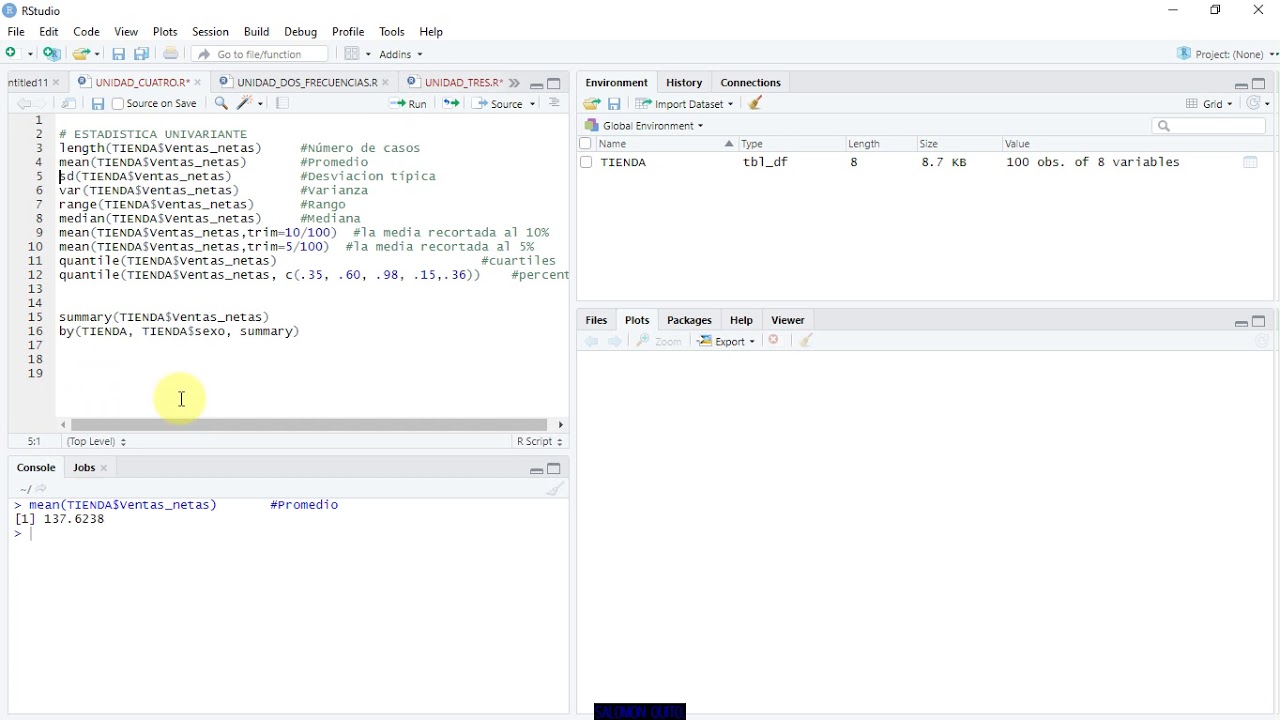 RStudio ESTADISTICA DESCRIPTIVA