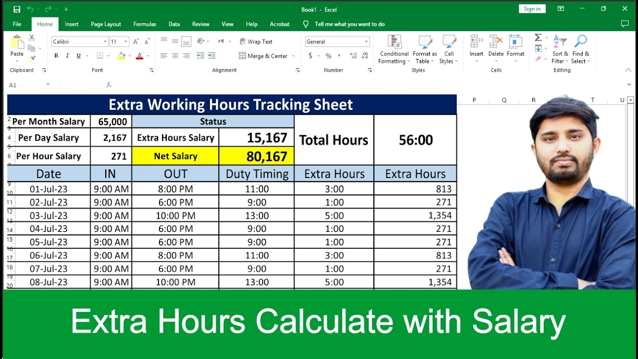 Calculate Extra Working Hours with Salary in Excel