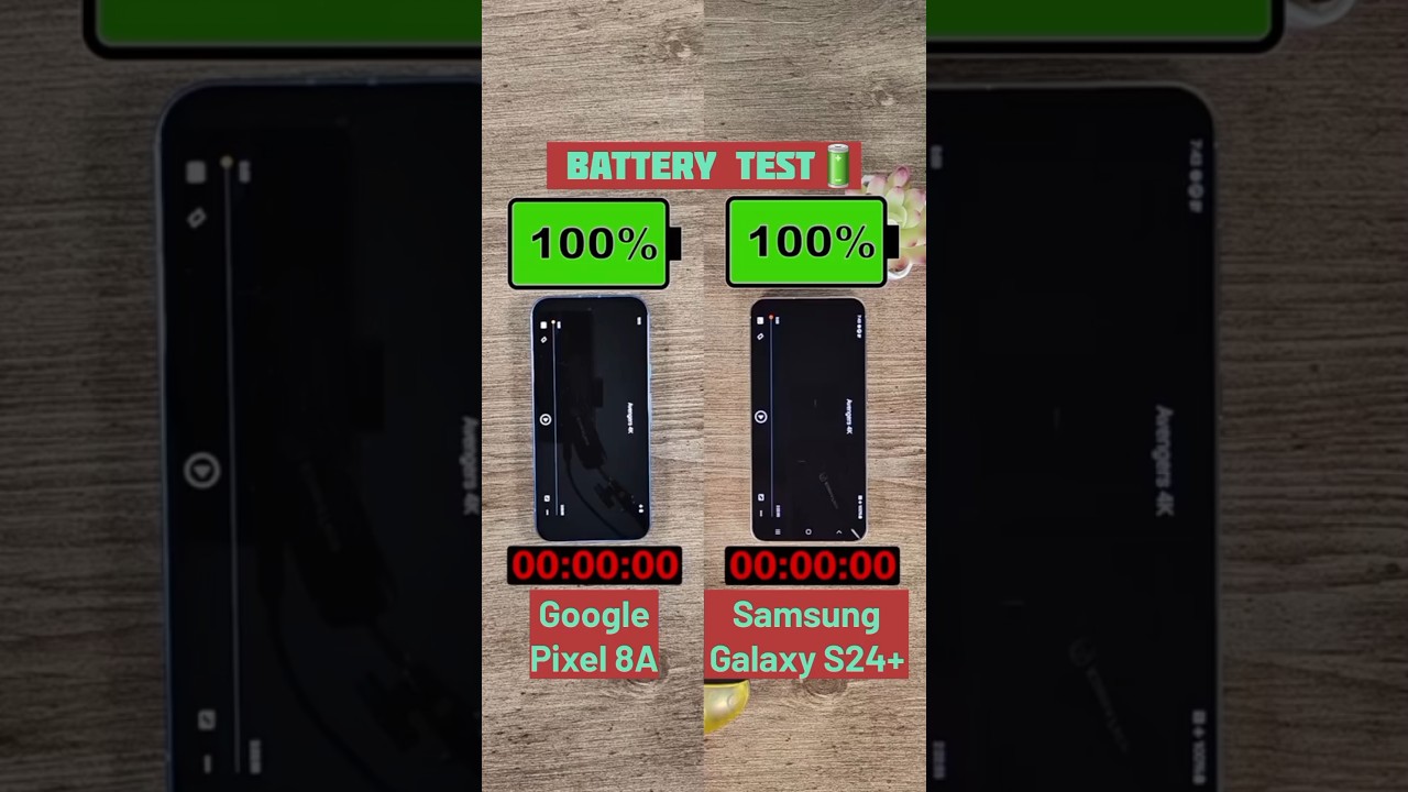 Google Pixel 8A vs Samsung Galaxy S24 Plus Battery Drain Test#googlepixel8a #samsungs24plus #shorts