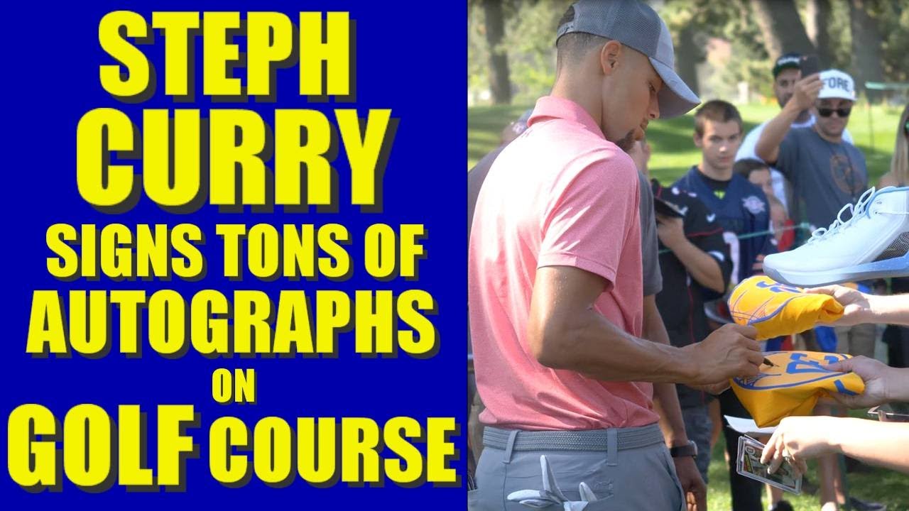 STEPHEN CURRY SIGNS TONS OF AUTOGRAPHS on GOLF course at American Century Championship