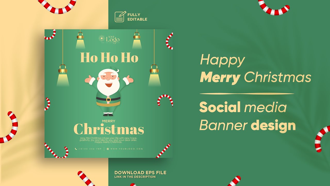 Merry Christmas Social Media Post Design | Graphic Design Tutorial - Grafix Circle