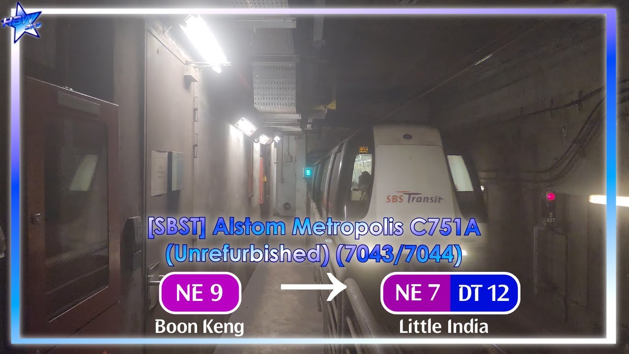 [SBST] Alstom Metropolis C751A (Unrefurbished)(7043/7044) NE9 Boon Keng → NE7/DT12 Little India