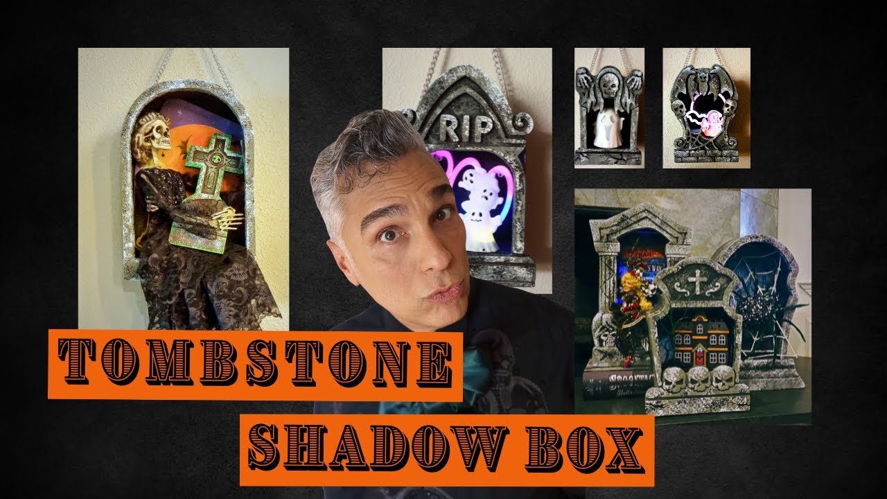 TOMBSTONE SHADOW BOX👻- Easy Halloween DIY- Looks Expensive💲 Cheap To Make