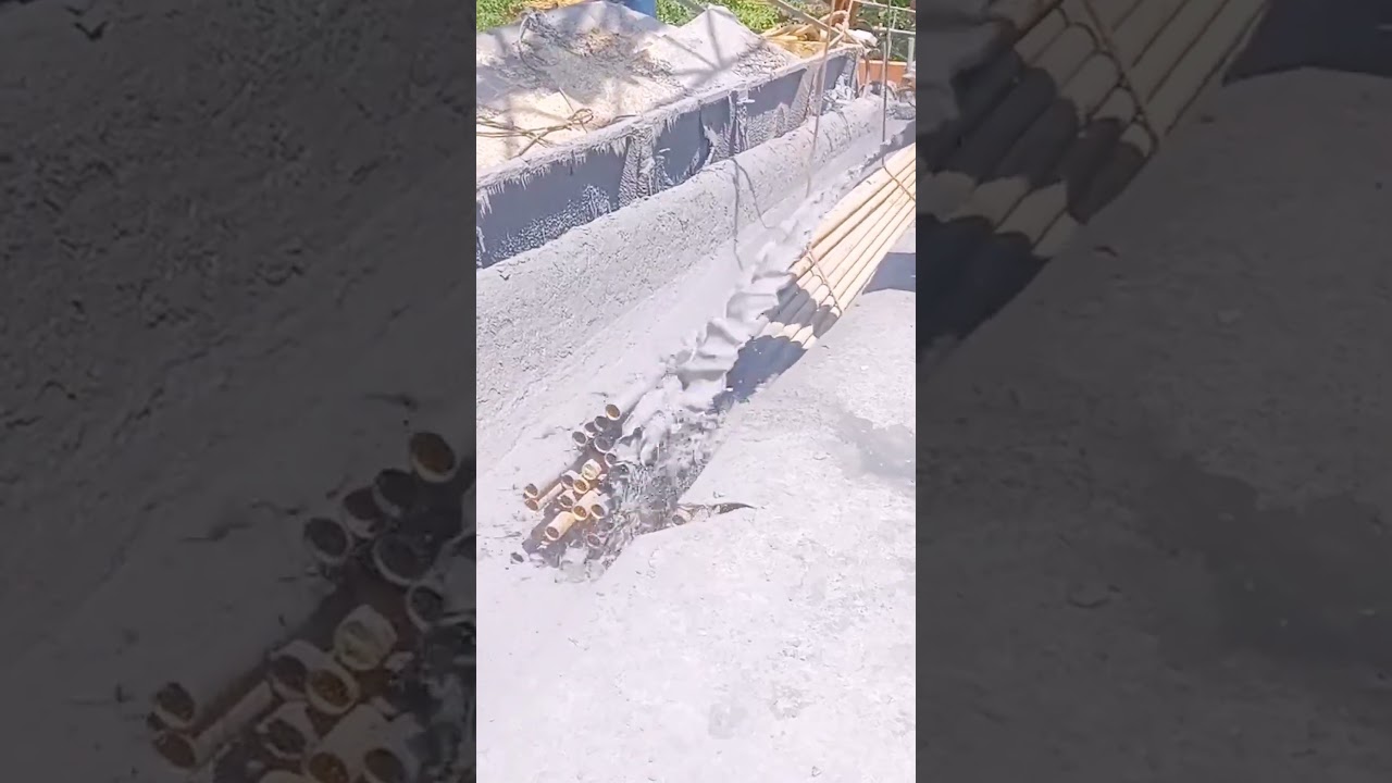 a unique construction method by coating bamboo with liquid cement #shorts