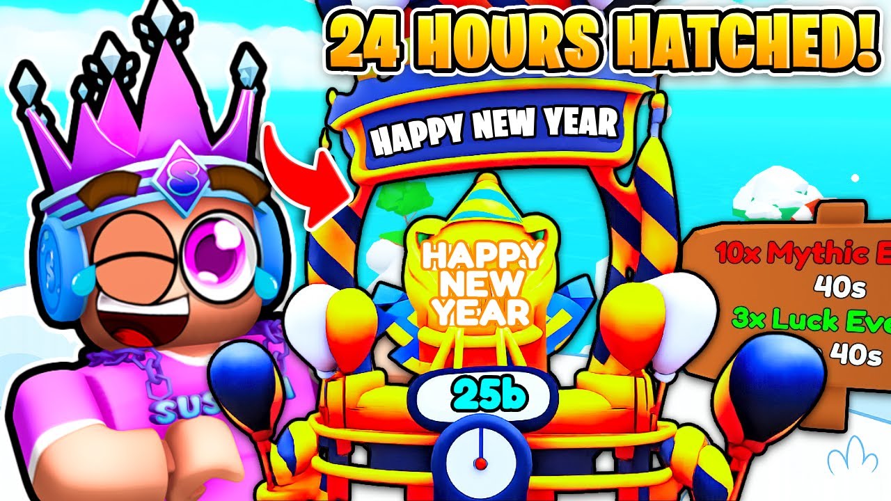 I Spent 24 HOURS Hatching NEW YEARS EVENT Egg In Roblox Tap Simulator...