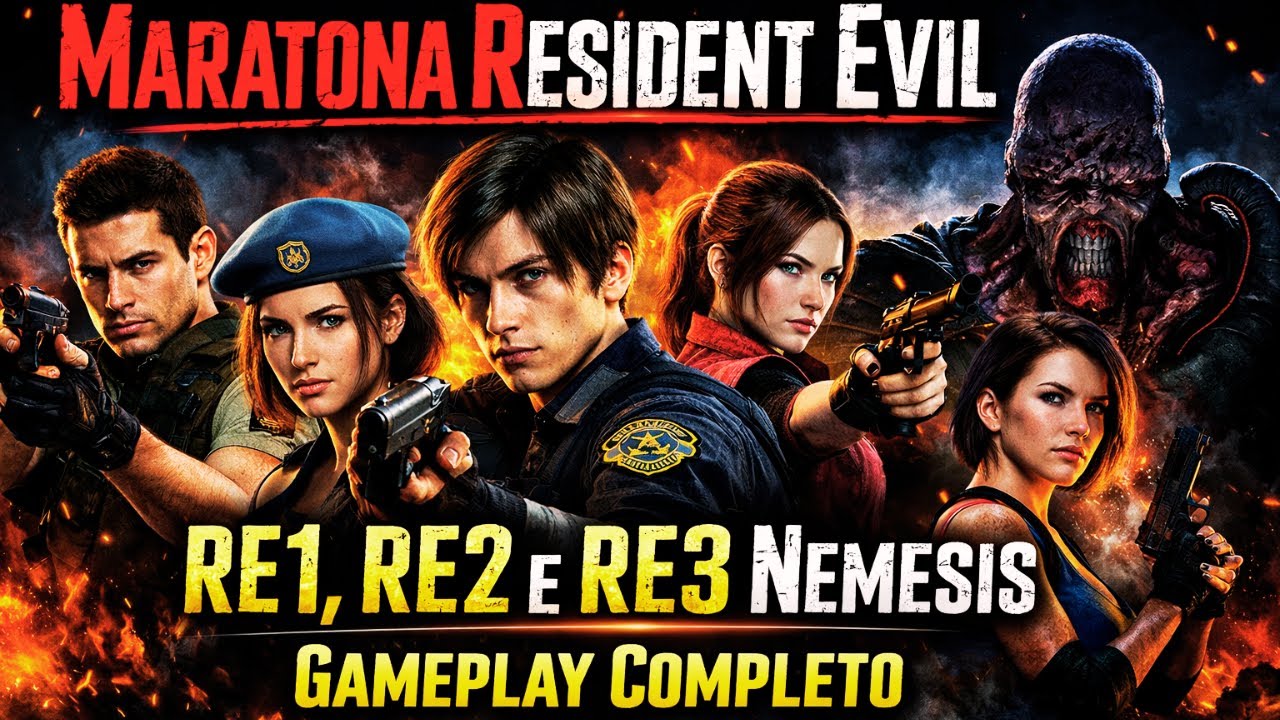 Maratona Resident Evil | RE1, RE2 e RE3 Nemesis – Gameplay Completo