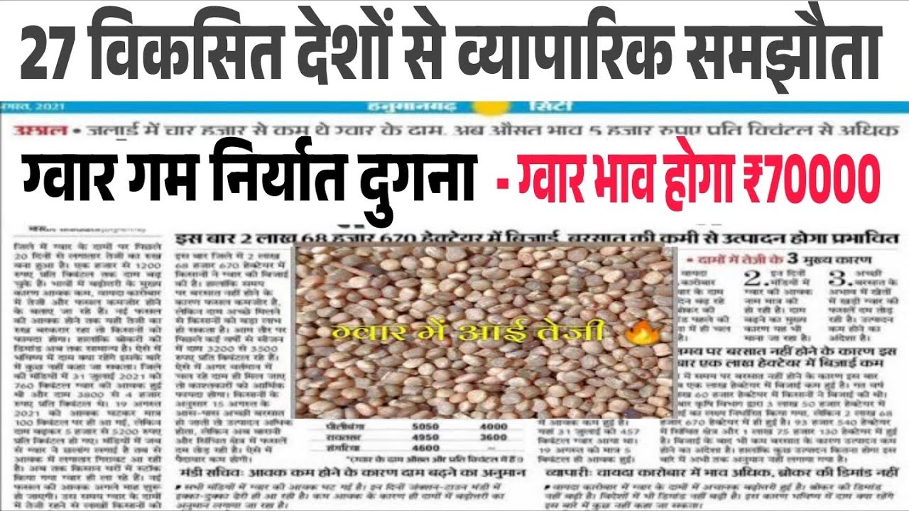 गवार भाव में बड़ा उथल-पुथल /अमेरिकी राष्ट्रपति डोनाल्ड ट्रंप का बयान gwar Gam export news