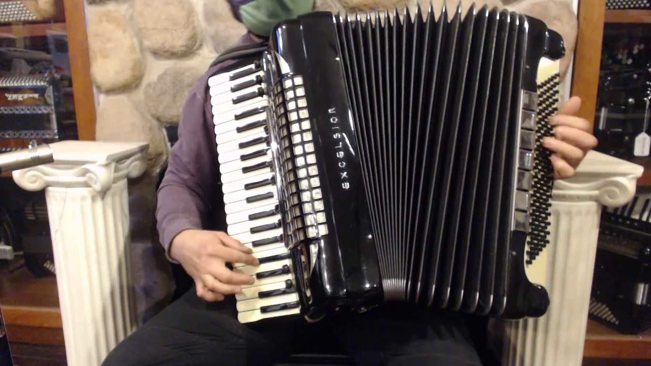 4257 - Black Excelsior Symphony Grand Piano Accordion LMMH 41 120 $1999