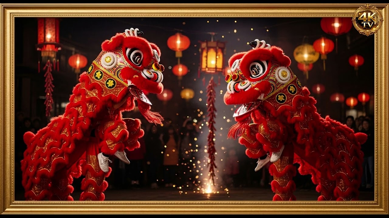 Chinese New Year 2026 4K | Red Lanterns, Dragons, and Festive Street Celebrations/Frame 4k TV