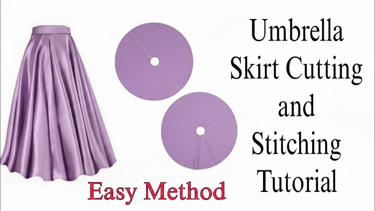 Umbrella skirt cutting and Stitching | Double circle skirt | Full Flare Umbrella Gown /10 year baby 
