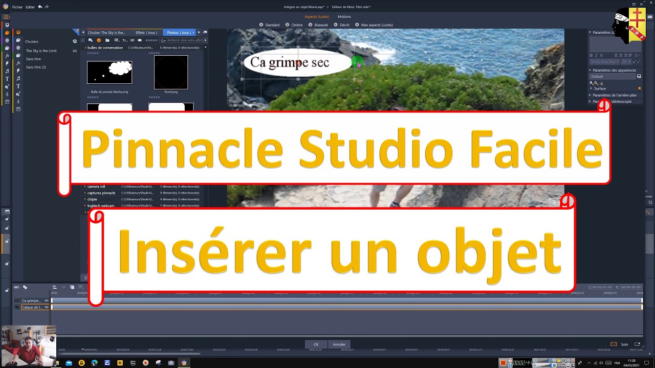 Pinnacle Studio, comment insérer un objet ou une bulle de conversation