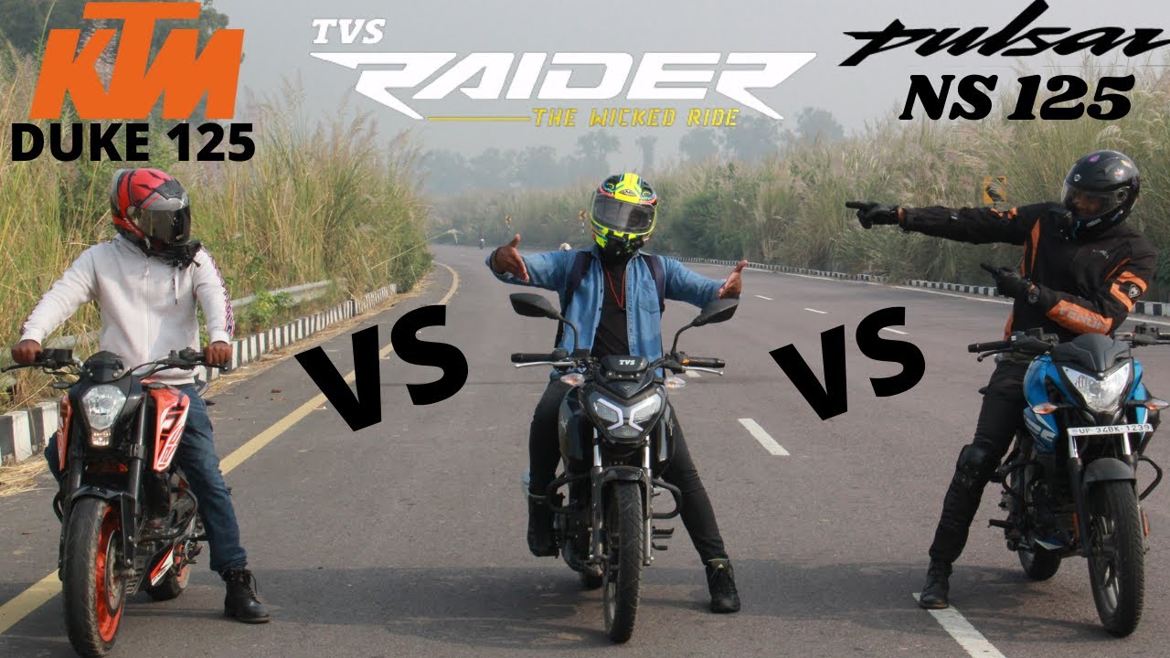 TVS Raider 125 vs Bajaj NS 125 VS KTM Duke 125 Drag Race | Drag Race, Battle of Three 😱😱😱