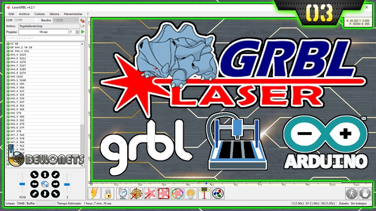 ♾️ CNC LASERGRBL G-CODE Arduino Uno Configurar Botones personalizados │ @BELLONETS