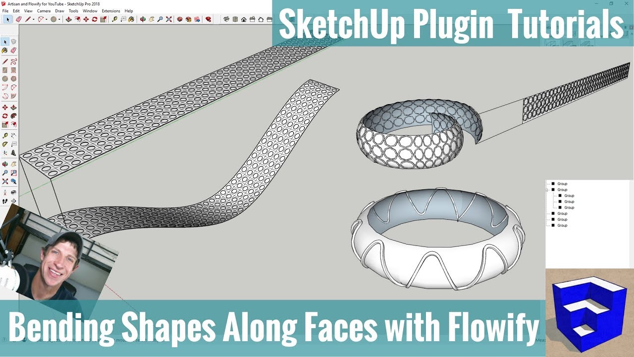 Изгиб фигур вдоль граней с помощью Flowify для SketchUp — примеры