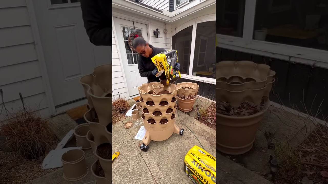 A New Garden Tower for My Garden! #gardening #pottedgarden #gardenobsessed #gardentower #herbgarden