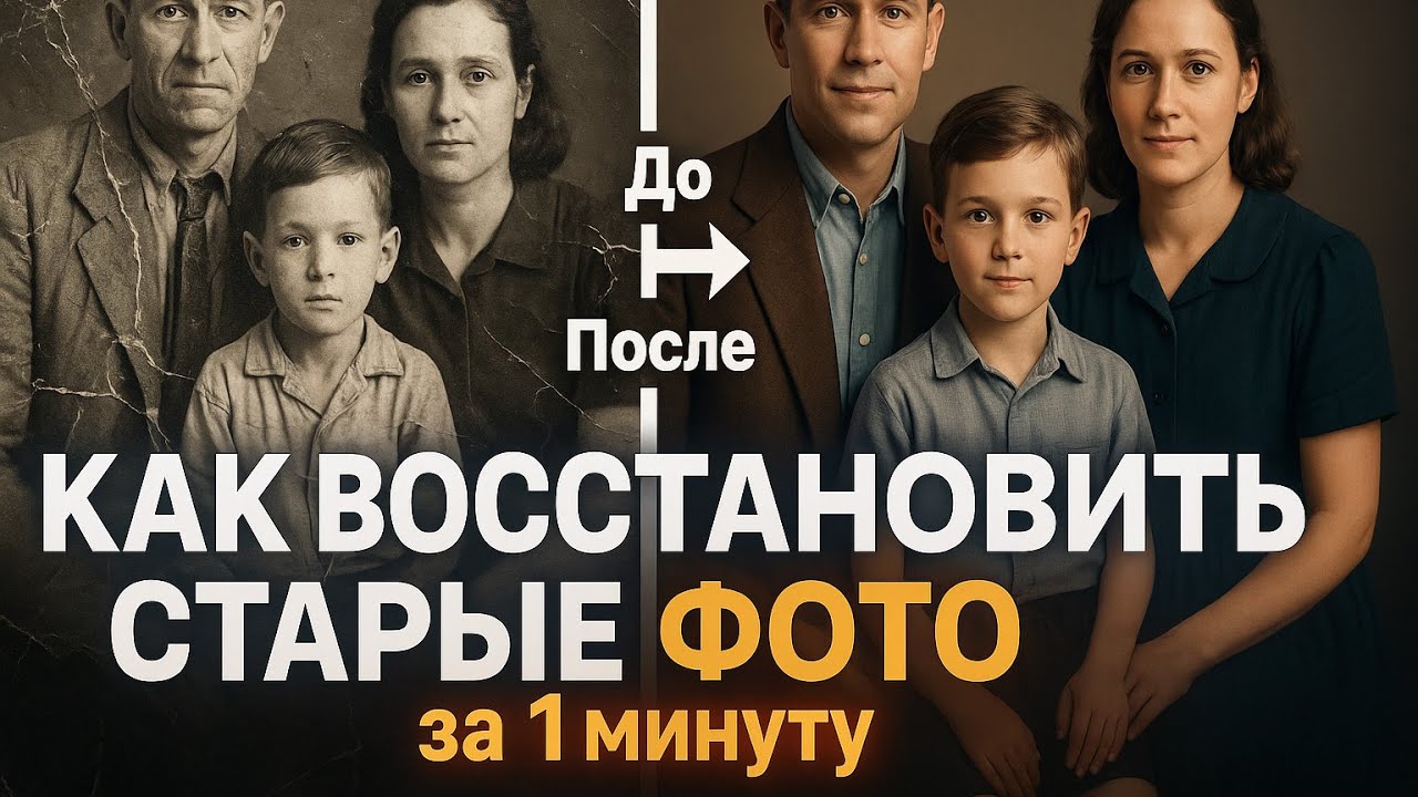 Как БЕСПЛАТНО восстановить старые фото с помощью ИИ | Реставрация за 5 минуту