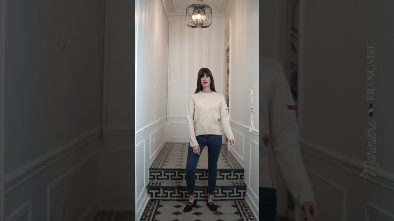 Pull col rond Femme | AURELIE ECRU | La Marini&egrave;re Fran&ccedil;aise